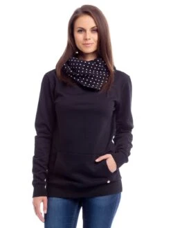Pussy Deluxe Cross Over Dotty Hoodie Kapuzenpullover Schwarz
