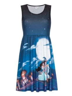 DISNEY Aladdin & Jasmin Dress Blue Allover