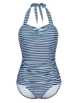 Pussy Deluxe Sally Striped Damen Badeanzug Marine Allover