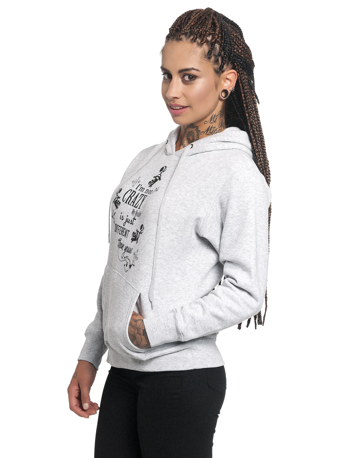 Alice Im Wunderland I'm Not Crazy Damen Kapuzensweatshirt Schwarz – Bild 6