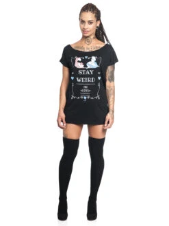 Alice Im Wunderland Stay Weird Damen Loose-Shirt Schwarz