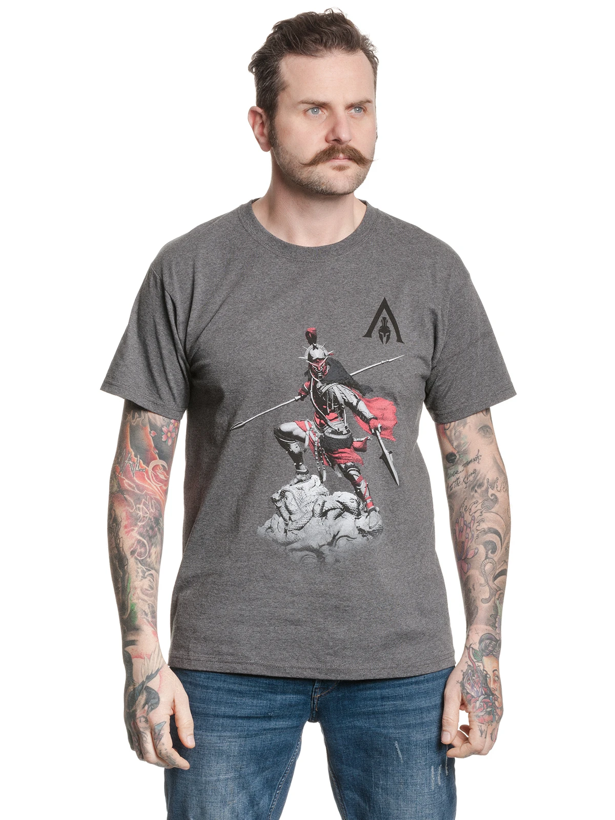 Assassins Creed Odyssey Warrior Herren T-Shirt Grau Meliert