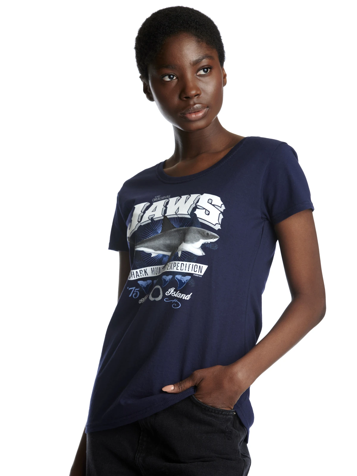 JAWS Der Weisse Hai Shark Hunting Damen T-Shirt Marine – Bild 5