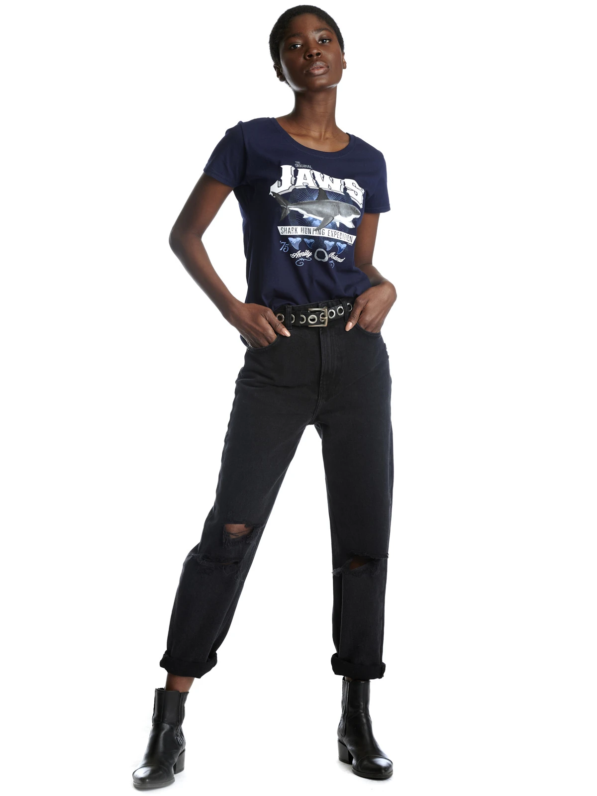 JAWS Der Weisse Hai Shark Hunting Damen T-Shirt Marine – Bild 6