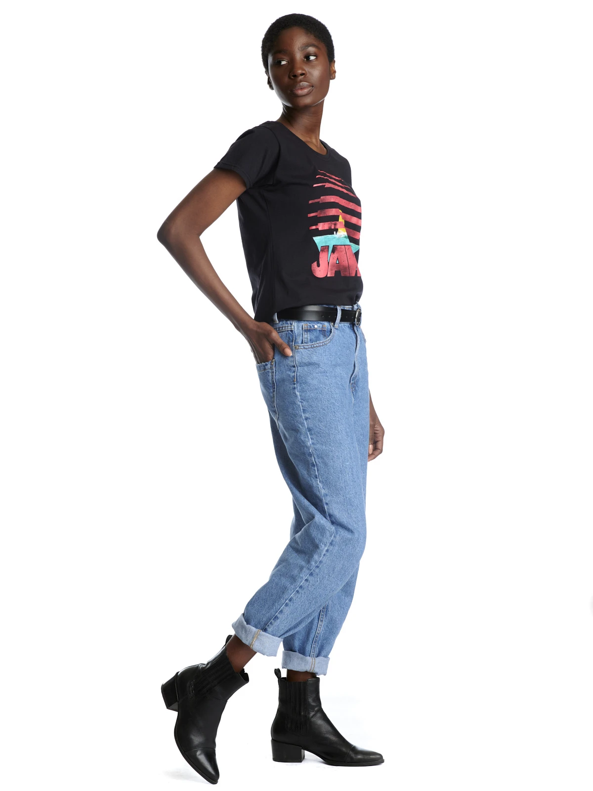 JAWS Der Weisse Hai Swim Damen T-Shirt Schwarz - Image 3