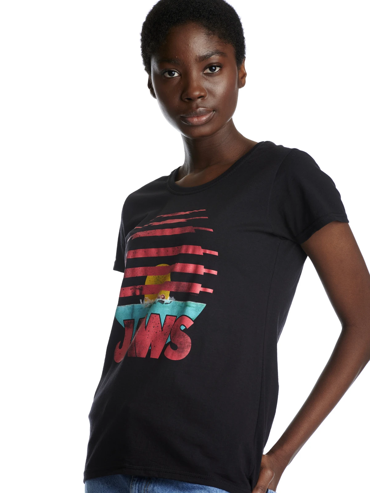 JAWS Der Weisse Hai Swim Damen T-Shirt Schwarz - Image 4