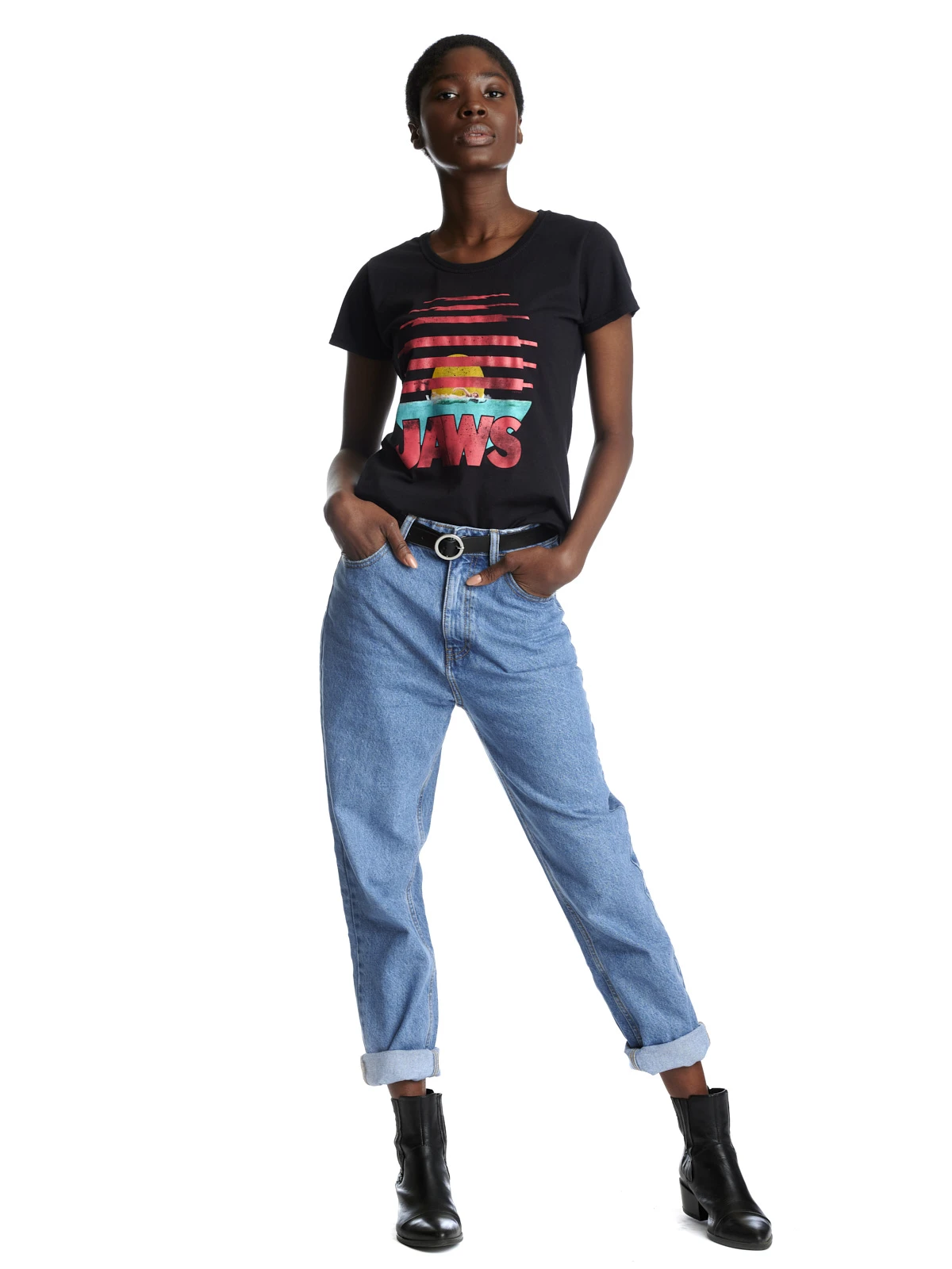 JAWS Der Weisse Hai Swim Damen T-Shirt Schwarz - Image 5