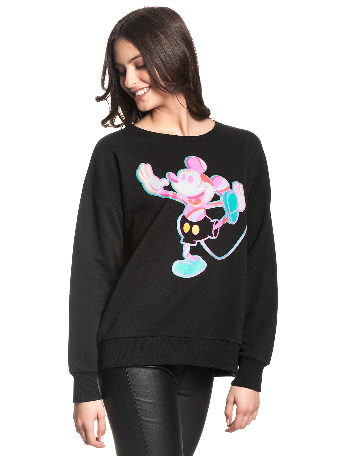 Disney Mickey Mouse Anime Pop Damen Sweatshirt Schwarz – Bild 3