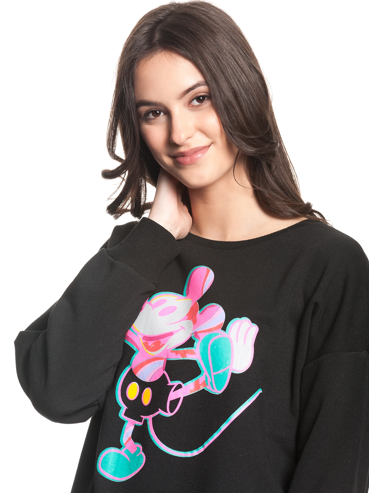 Disney Mickey Mouse Anime Pop Damen Sweatshirt Schwarz – Bild 5