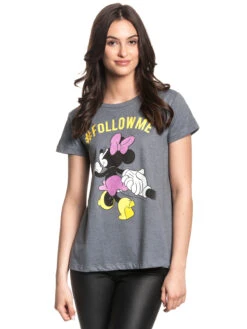 Disney Mickey Mouse Follow Me Damen T-Shirt Dunkelgrau