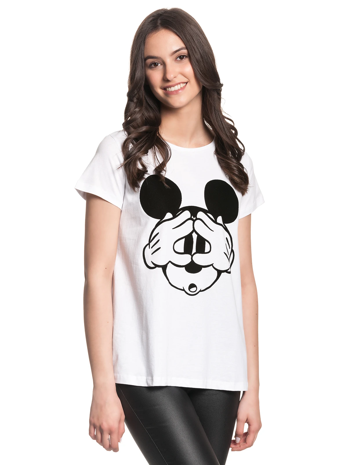 Disney Mickey Mouse Hey Mickey Damen T-Shirt Weiss