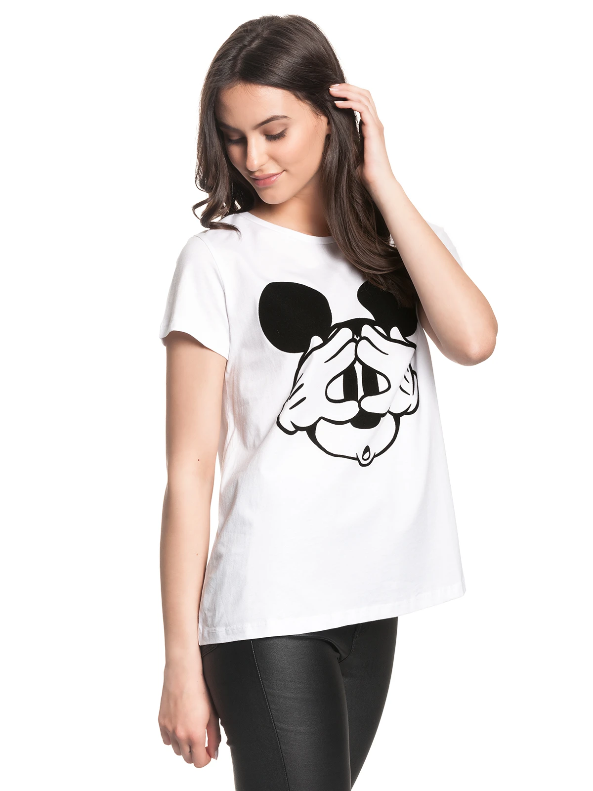 Disney Mickey Mouse Hey Mickey Damen T-Shirt Weiss – Bild 3