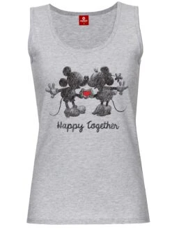Disney Mickey & Minnie Happy Damen Tanktop Grau Meliert