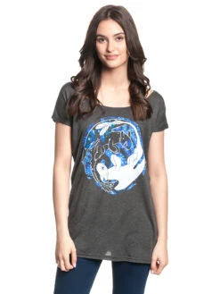 Dragons, Drachenzähmen Leicht Gemacht Night & Light Damen Loose-Shirt Dunkelgrau Meliert