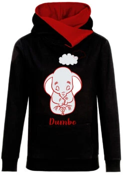Dumbo Sleepy Damen Kapuzensweatshirt Schwarz/rot