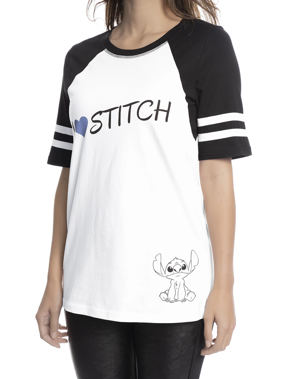 Lilo & Stitch I Heart Stitch Raglan Girl Shirt Weiss/schwarz – Bild 4