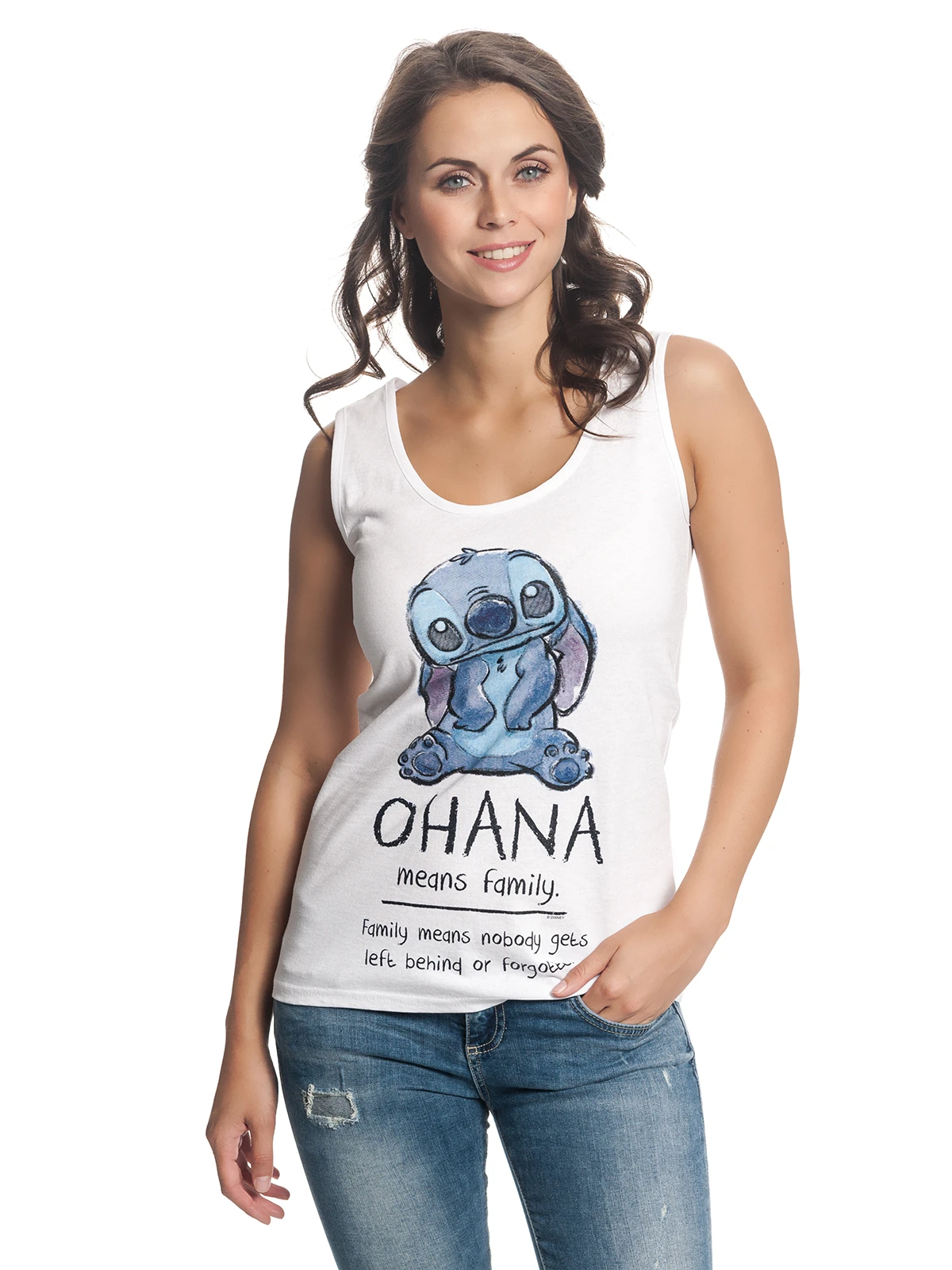 Lilo & Stitch Ohana Means Friend Damen Tanktop Weiss – Bild 4