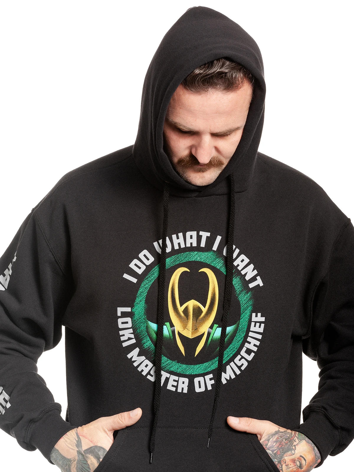 Loki Master Of Mischief Herren Kapuzensweatshirt Schwarz – Bild 5