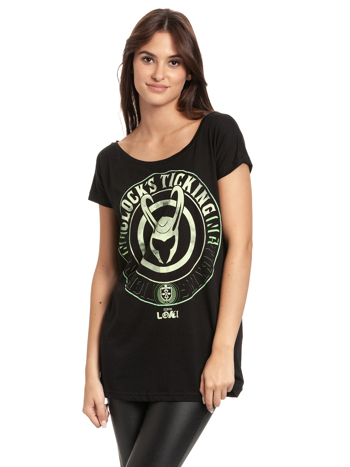 Loki Ticking Damen Loose-Shirt Schwarz