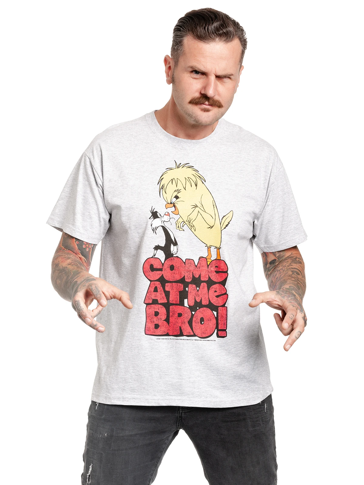 Looney Tunes Come At Me Bro Herren T-Shirt Grau Meliert – Bild 2