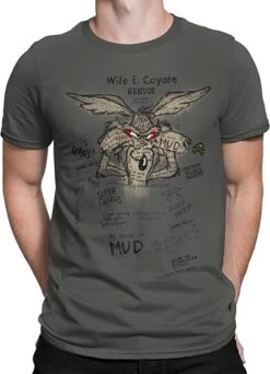 Looney Tunes Wile E. Coyote Genius Herren T-Shirt Grey/black