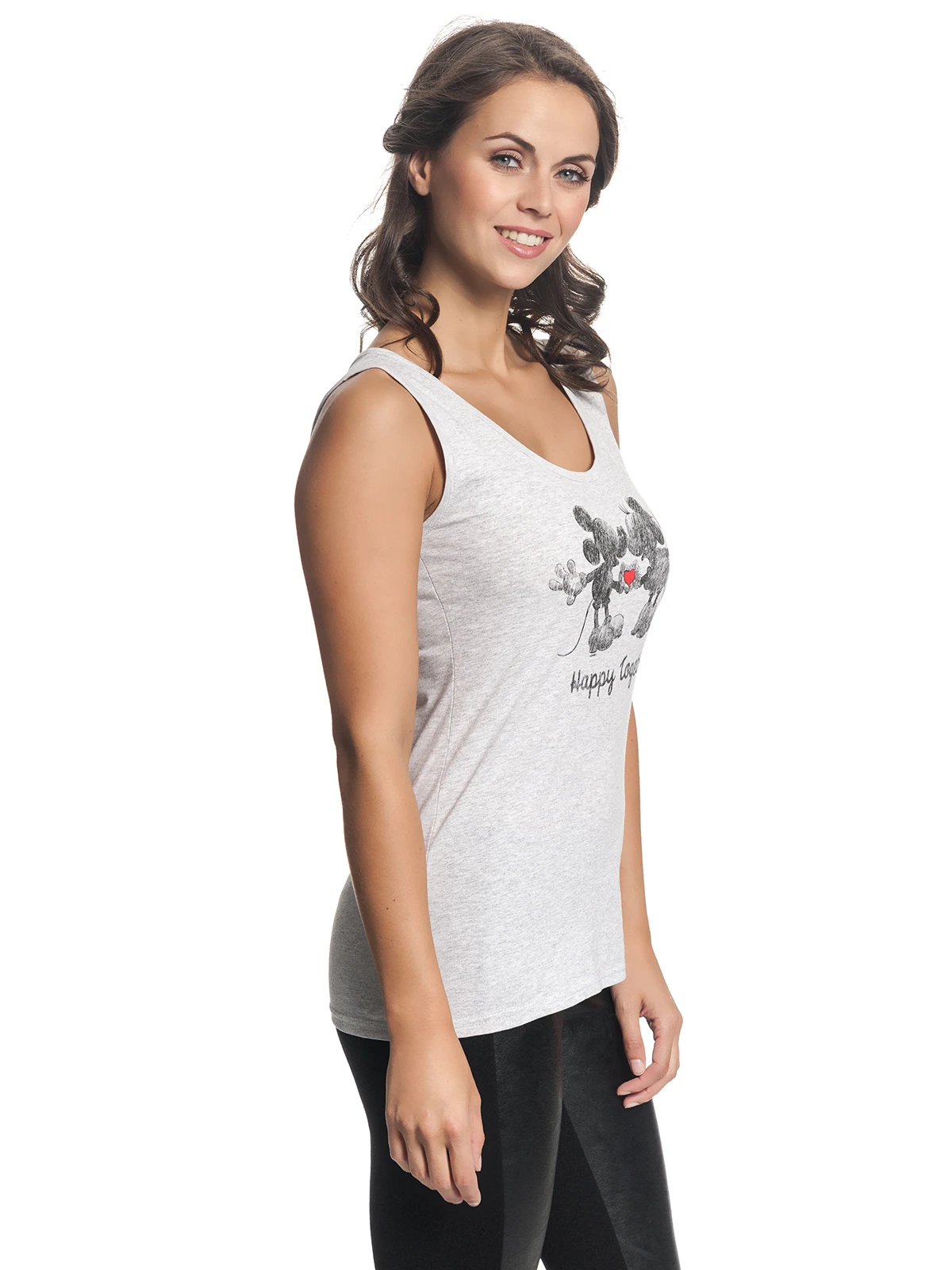 Disney Mickey & Minnie Happy Damen Tanktop Grau Meliert – Bild 4