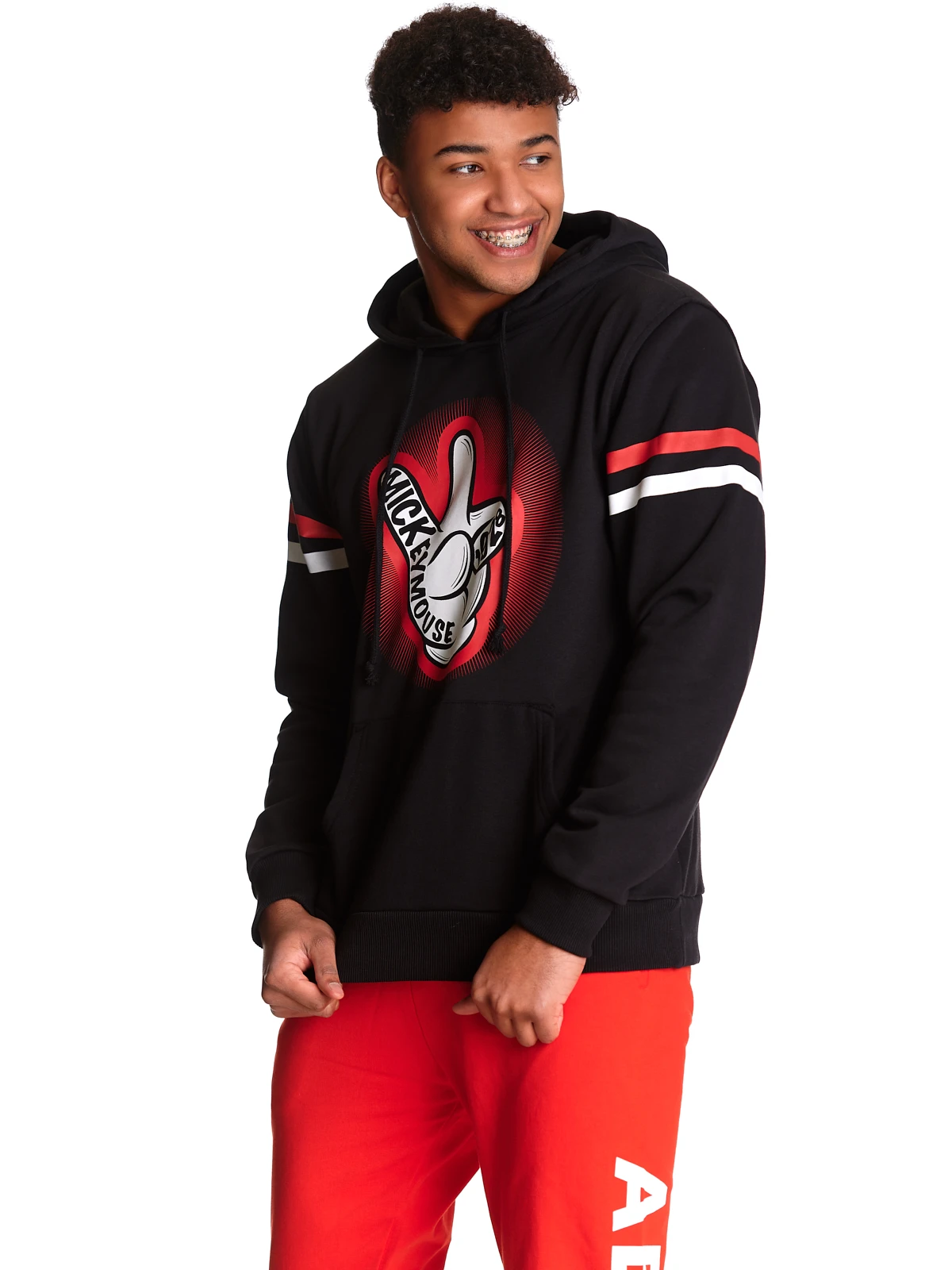 Mickey & Minnie Mouse Mickey Mouse V! Herren Kapuzensweatshirt Schwarz – Bild 3