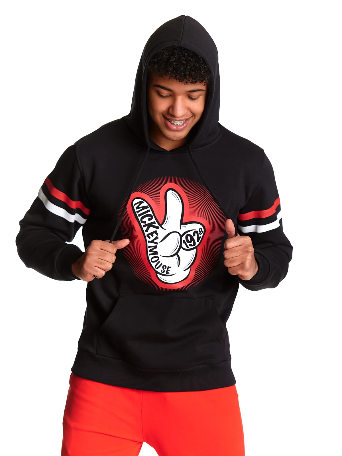 Mickey & Minnie Mouse Mickey Mouse V! Herren Kapuzensweatshirt Schwarz – Bild 5