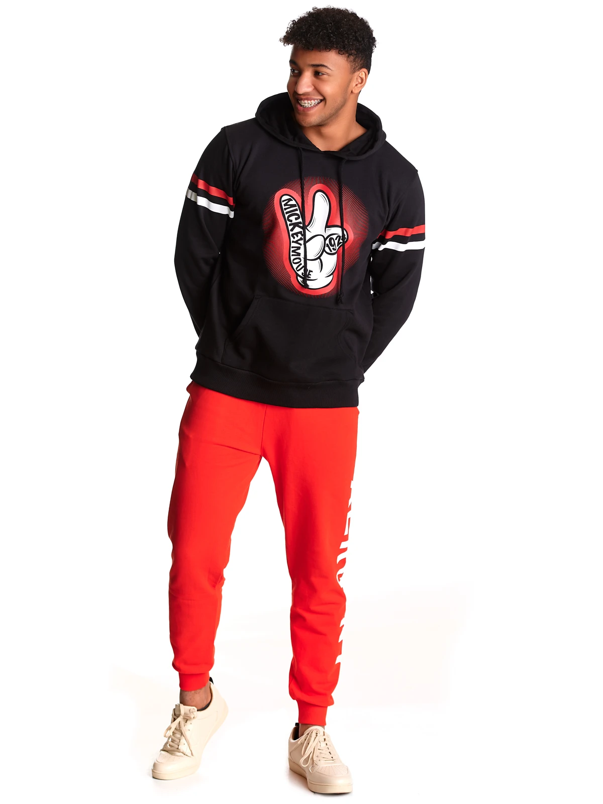 Mickey & Minnie Mouse Mickey Mouse V! Herren Kapuzensweatshirt Schwarz – Bild 6