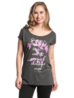 Outlander Thousand Kisses Damen Loose-Shirt Dunkelgrau Meliert