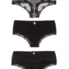 Pussy Deluxe 3er Set Damen Hipster-Set Schwarz Allover