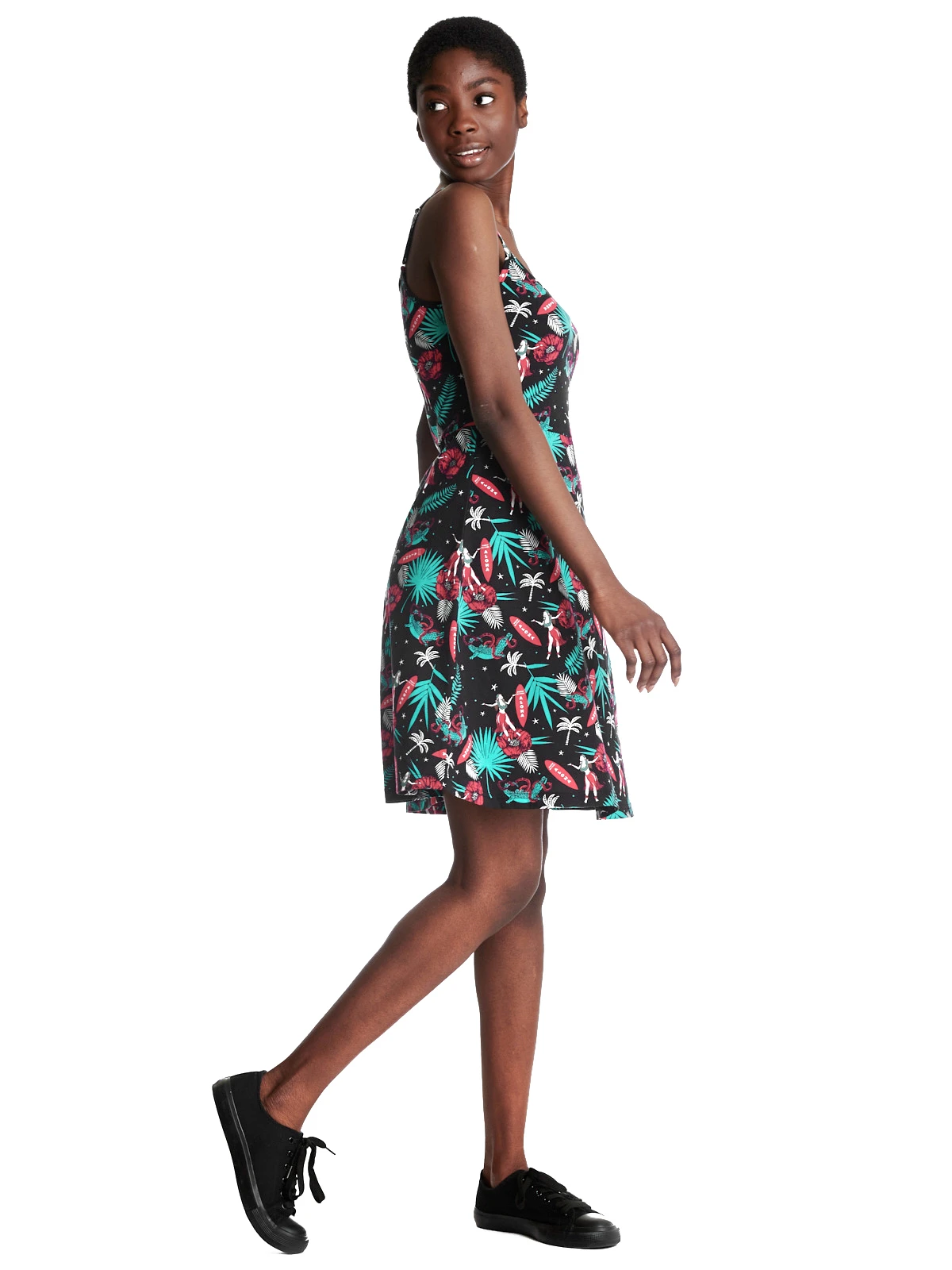 Pussy Deluxe Aloha Damen TrĂ€gerkleid Schwarz/allover â Bild 3