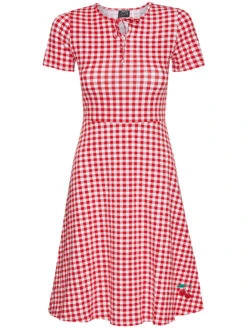 Pussy Deluxe Back To 1955 Red Plaid Damen A-Linien-Kleid Rot Allover