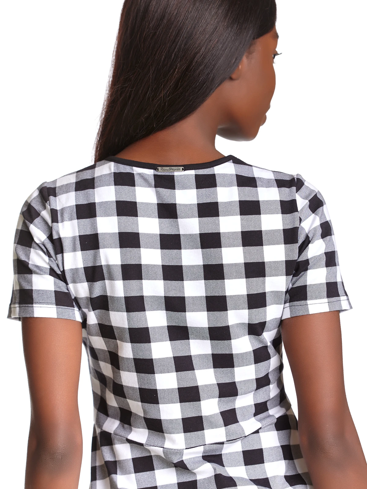 Pussy Deluxe Back To 1955 Black Checkered Damen A-Linien-Kleid Schwarz Allover – Bild 6