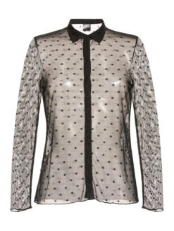 Pussy Deluxe Black Dots Damen Langarmbluse Schwarz