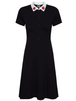 Pussy Deluxe Cat Classic Berry Damen A-Linien-Kleid Schwarz