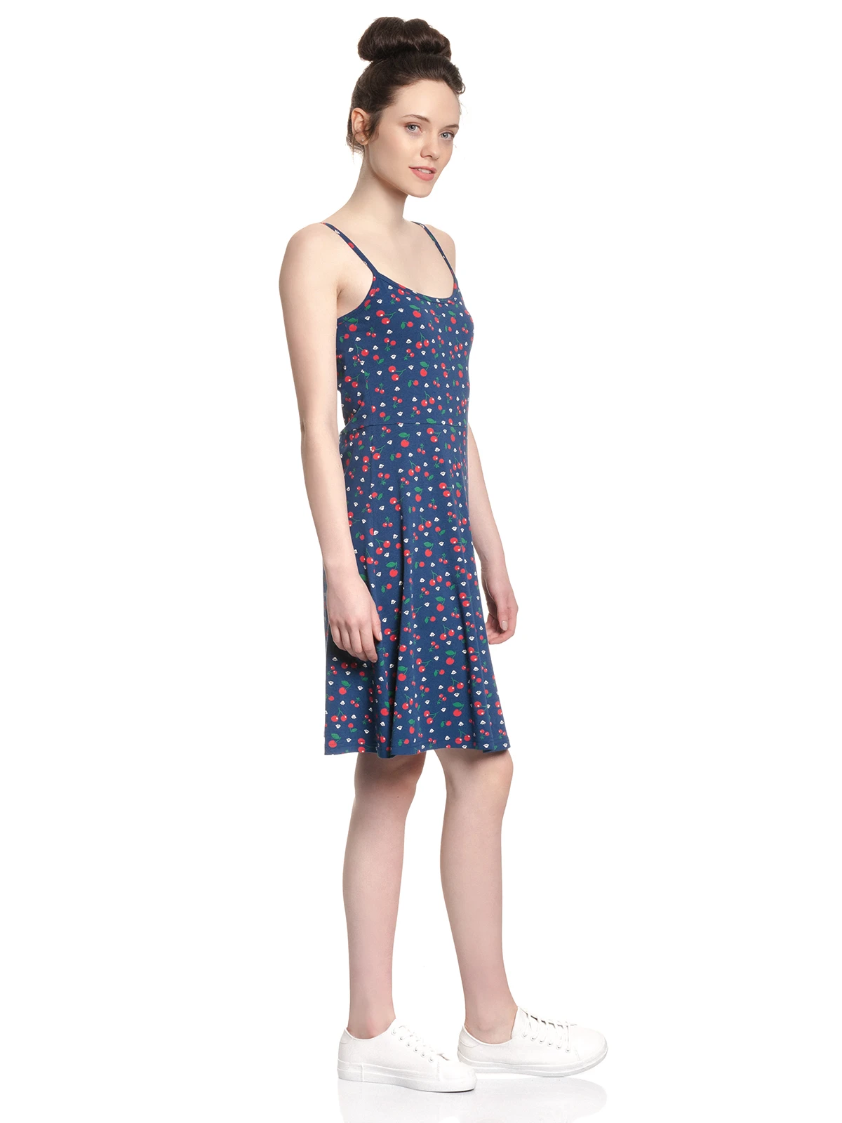 Pussy Deluxe Cat Paws & Cherries Damen Spaghettikleid Blau Allover – Bild 4