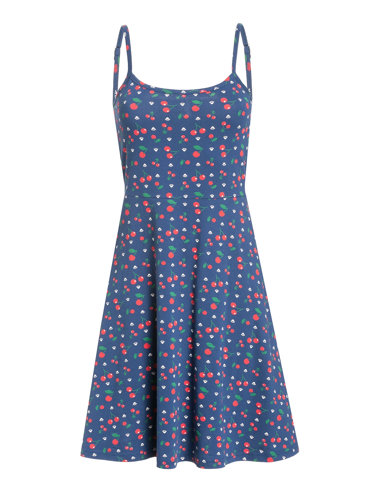 Pussy Deluxe Cat Paws & Cherries Damen Spaghettikleid Blau Allover