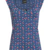 Pussy Deluxe Cat Paws & Cherries Damen T-Shirt Blau Allover