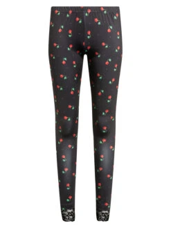 Pussy Deluxe Cherries Damen Leggings Schwarz Allover