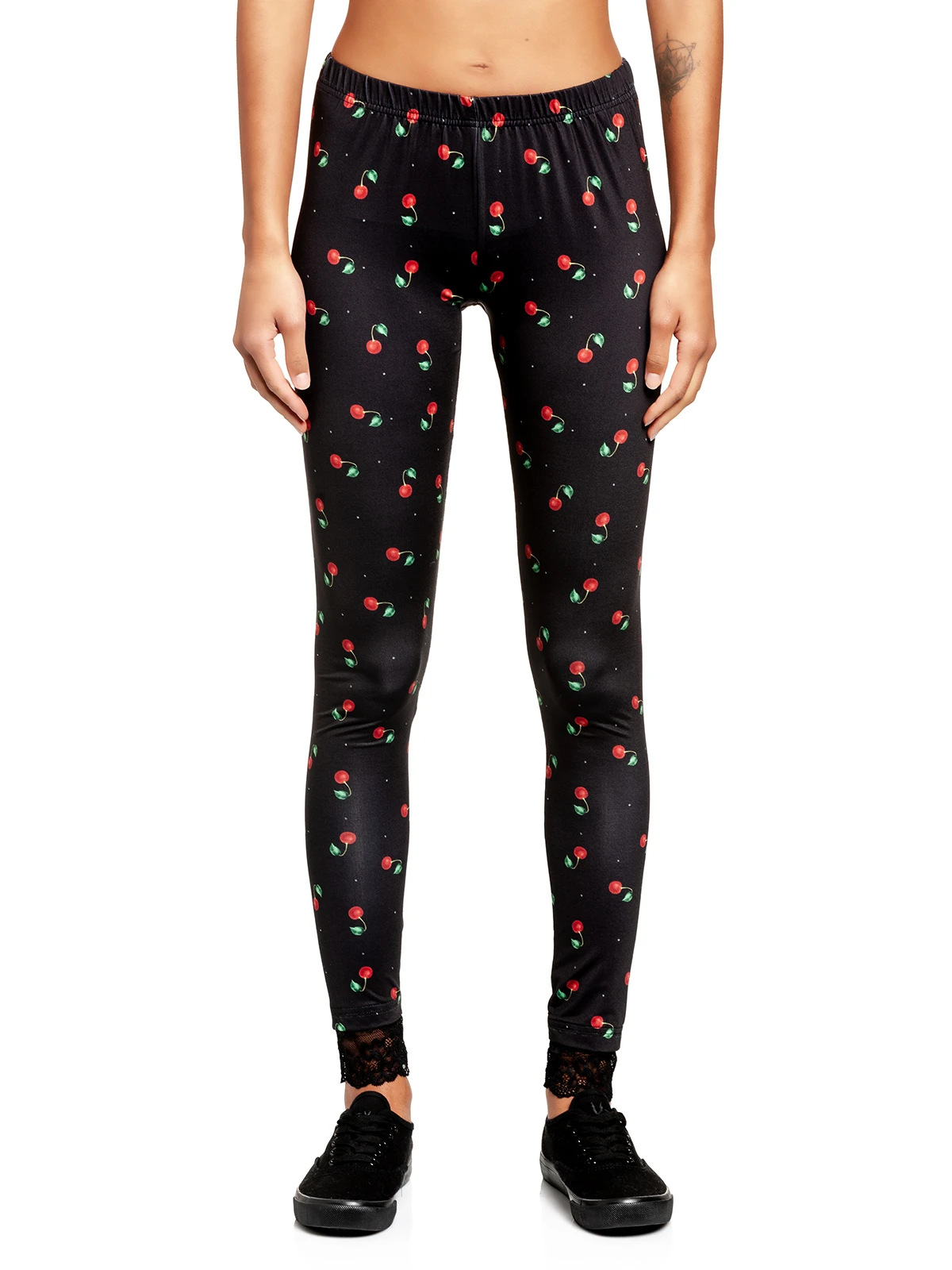 Pussy Deluxe Cherries Damen Leggings Schwarz Allover - Image 2