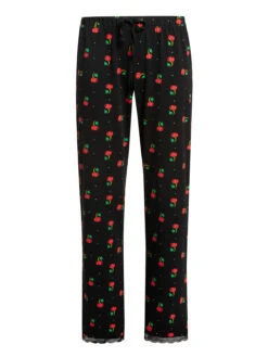 Pussy Deluxe Cherries Damen Schlafhose Schwarz Allover