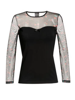 Pussy Deluxe Cherries Damen Langarmshirt Schwarz Allover