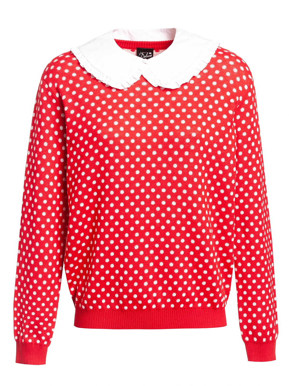 Pussy Deluxe Chic Dotties Damen Strickpullover Rot Allover - Image 2