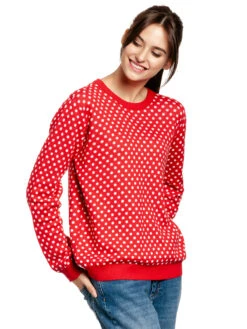 Pussy Deluxe Chic Dotties Damen Strickpullover Rot Allover