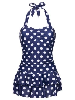 Pussy Deluxe Classic Summer Damen Badeanzug Blau Allover