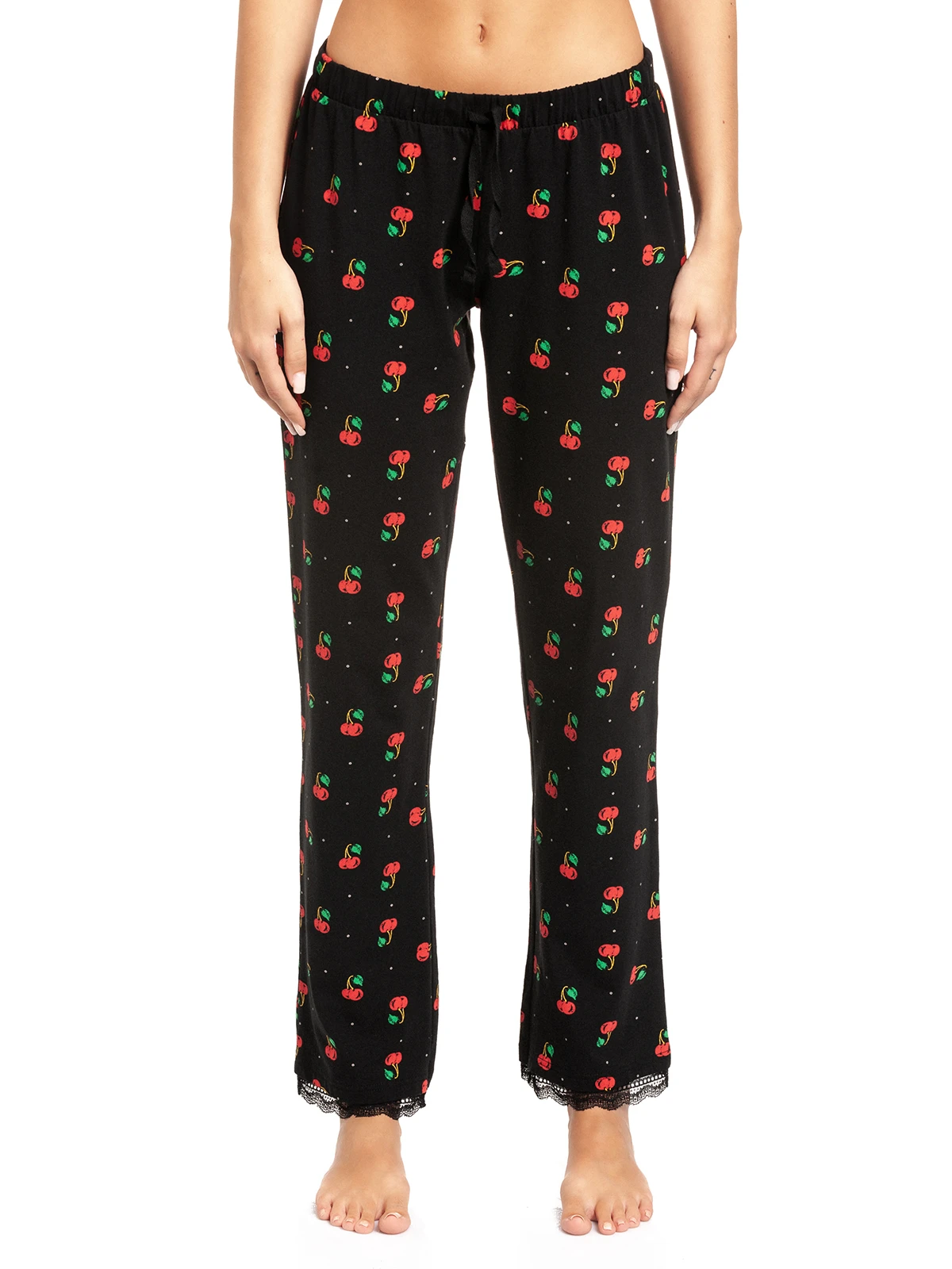 Pussy Deluxe Cherries Damen Schlafhose Schwarz Allover – Bild 2