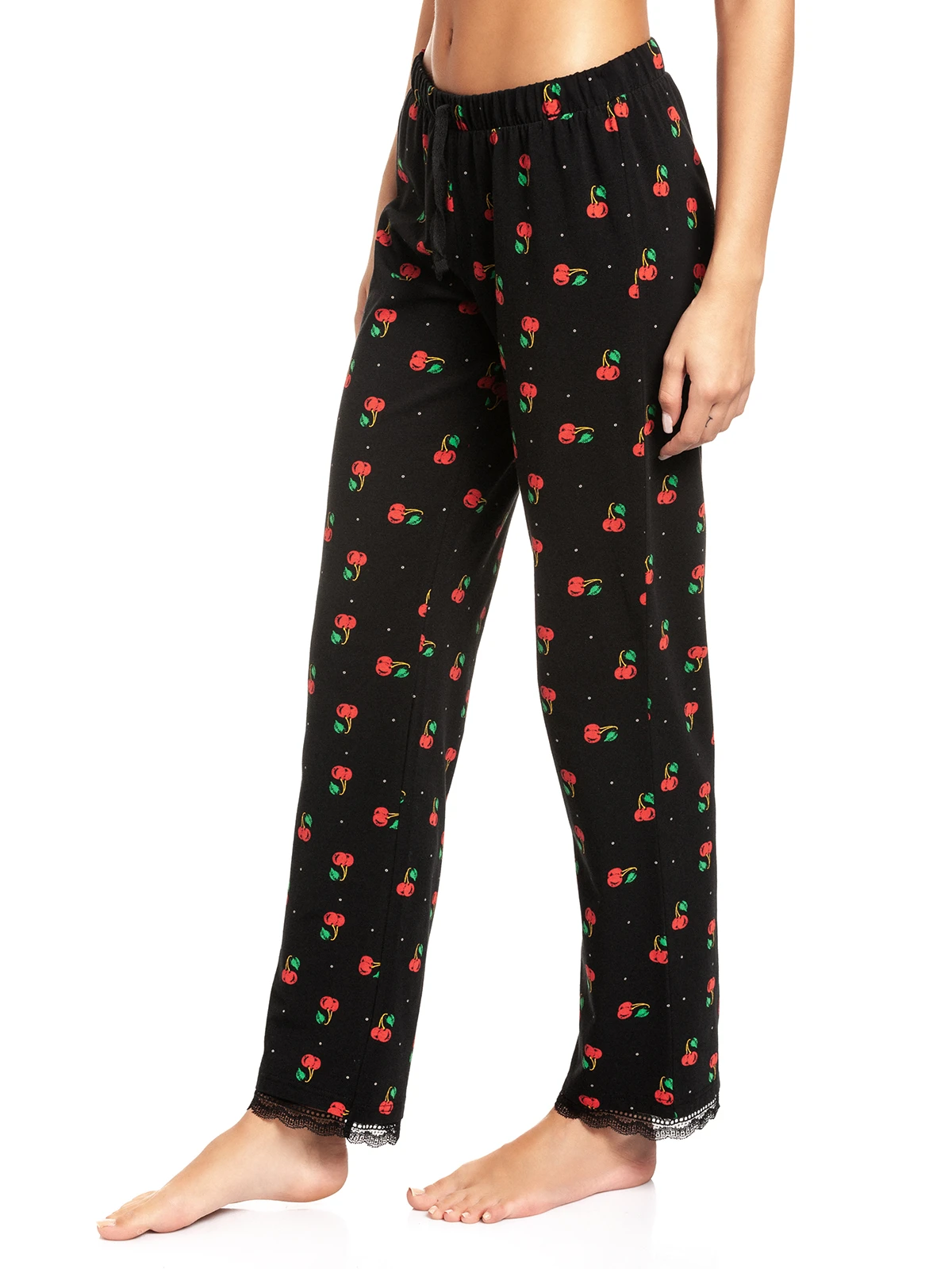 Pussy Deluxe Cherries Damen Schlafhose Schwarz Allover – Bild 4