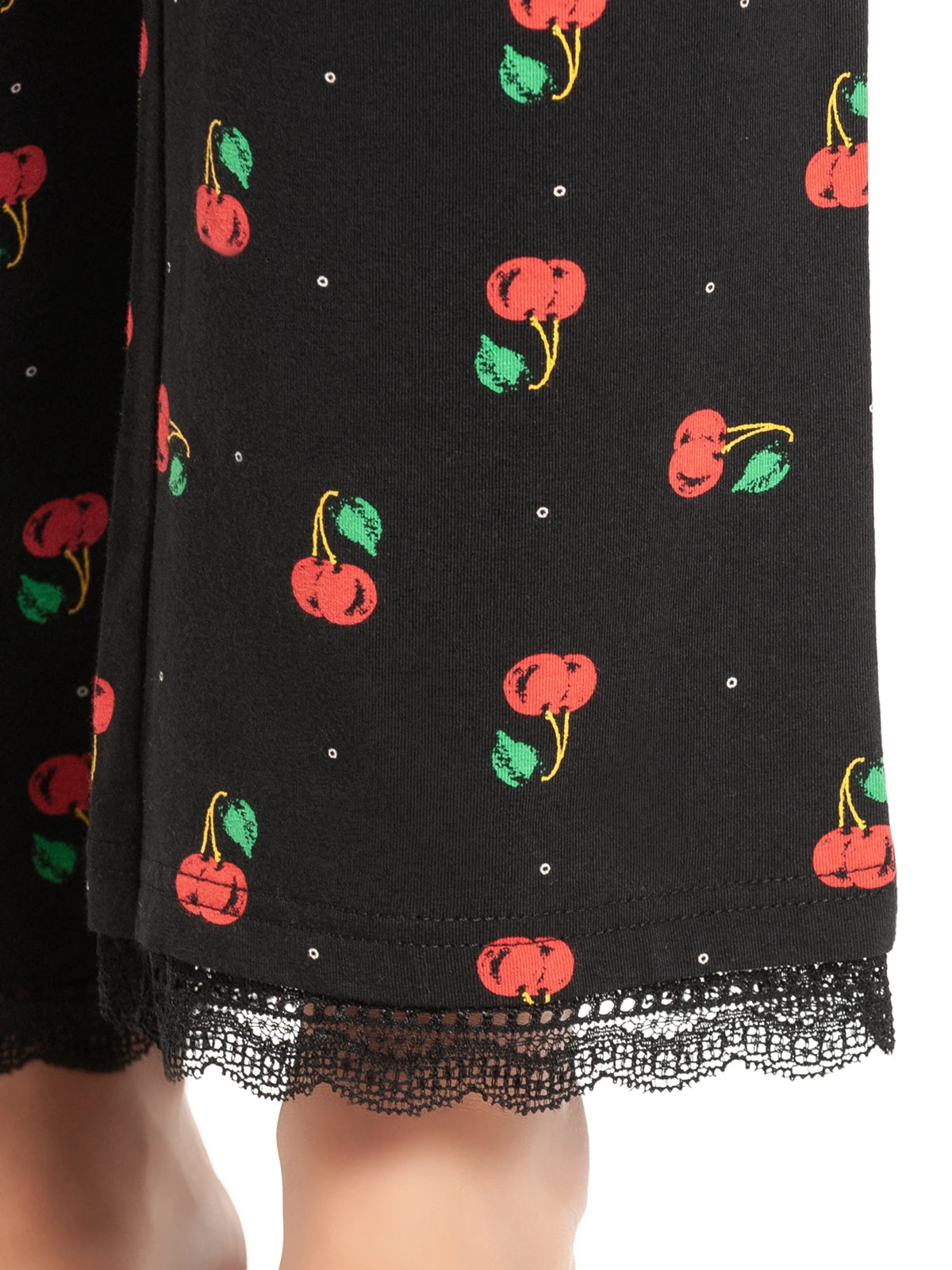 Pussy Deluxe Cherries Damen Schlafhose Schwarz Allover – Bild 6