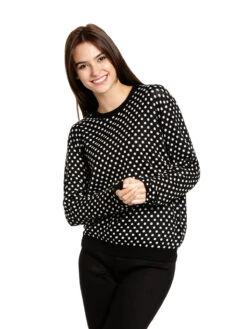 Pussy Deluxe Dotties Damen Strickpullover Schwarz Allover